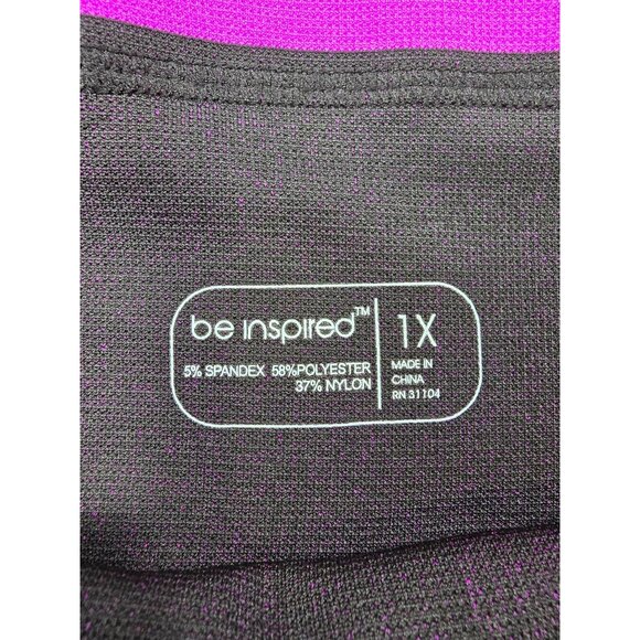 Be Inspired Womens 1X Activewear Capri Leggings Black & Purple Yoga Hiking - Picture 2 of 4
